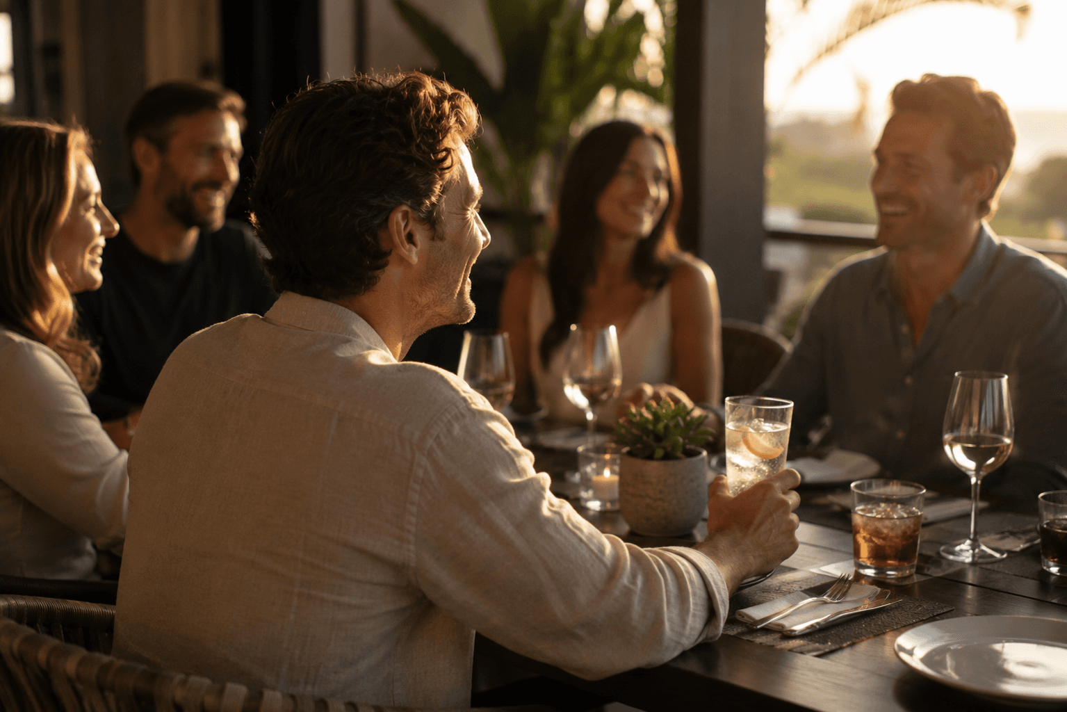 A reflective editorial scene representing the personal decision of whether to reconsider alcohol after sobriety.