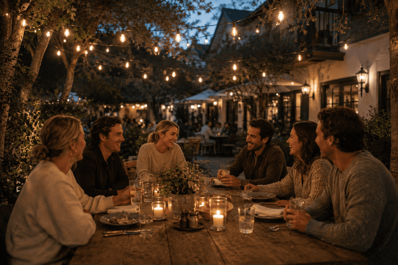 Friends sharing a peaceful moment together in an alcohol-free social setting.