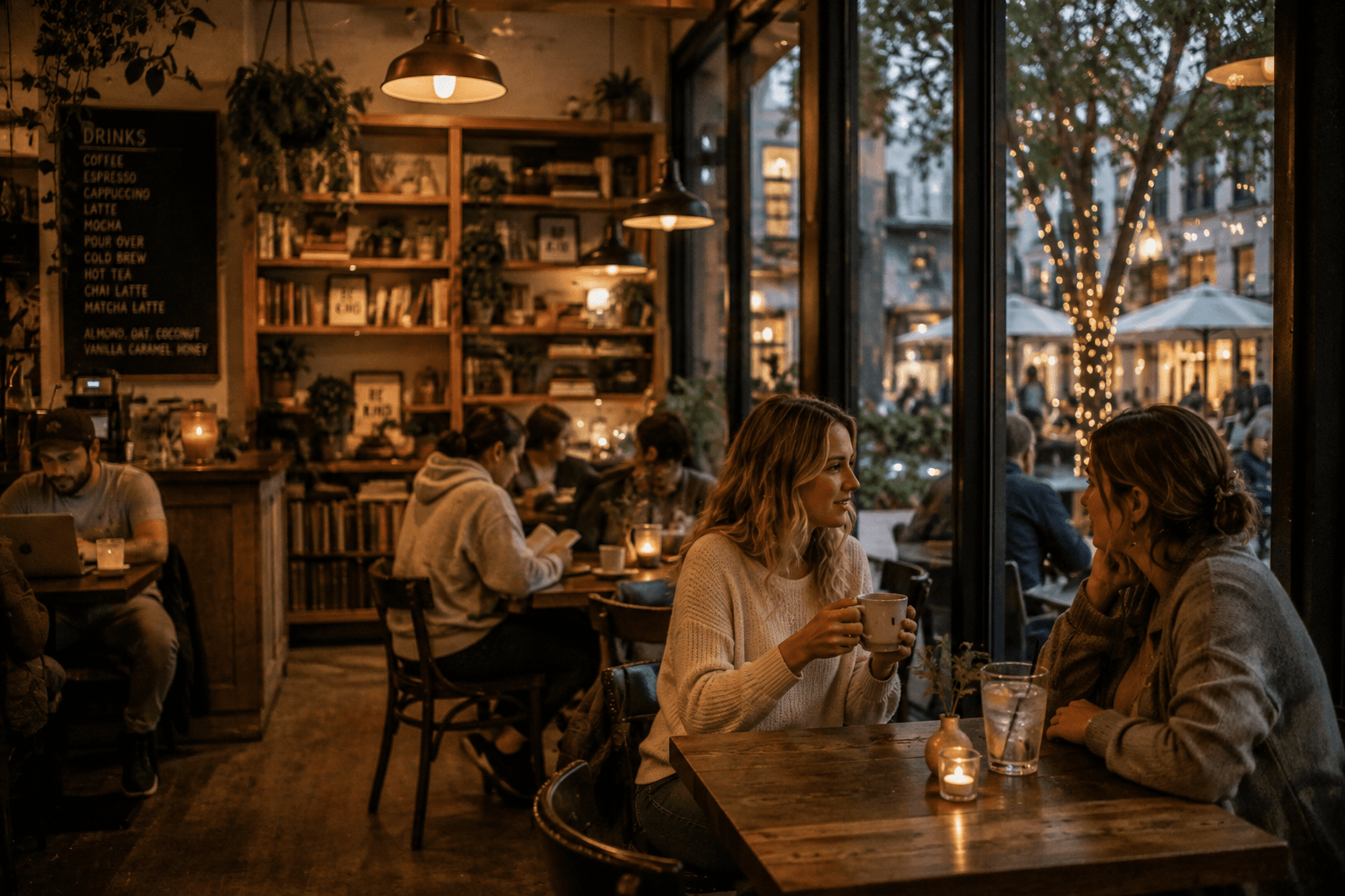 A quiet evening space reflecting the empty social time that can appear after someone stops drinking.